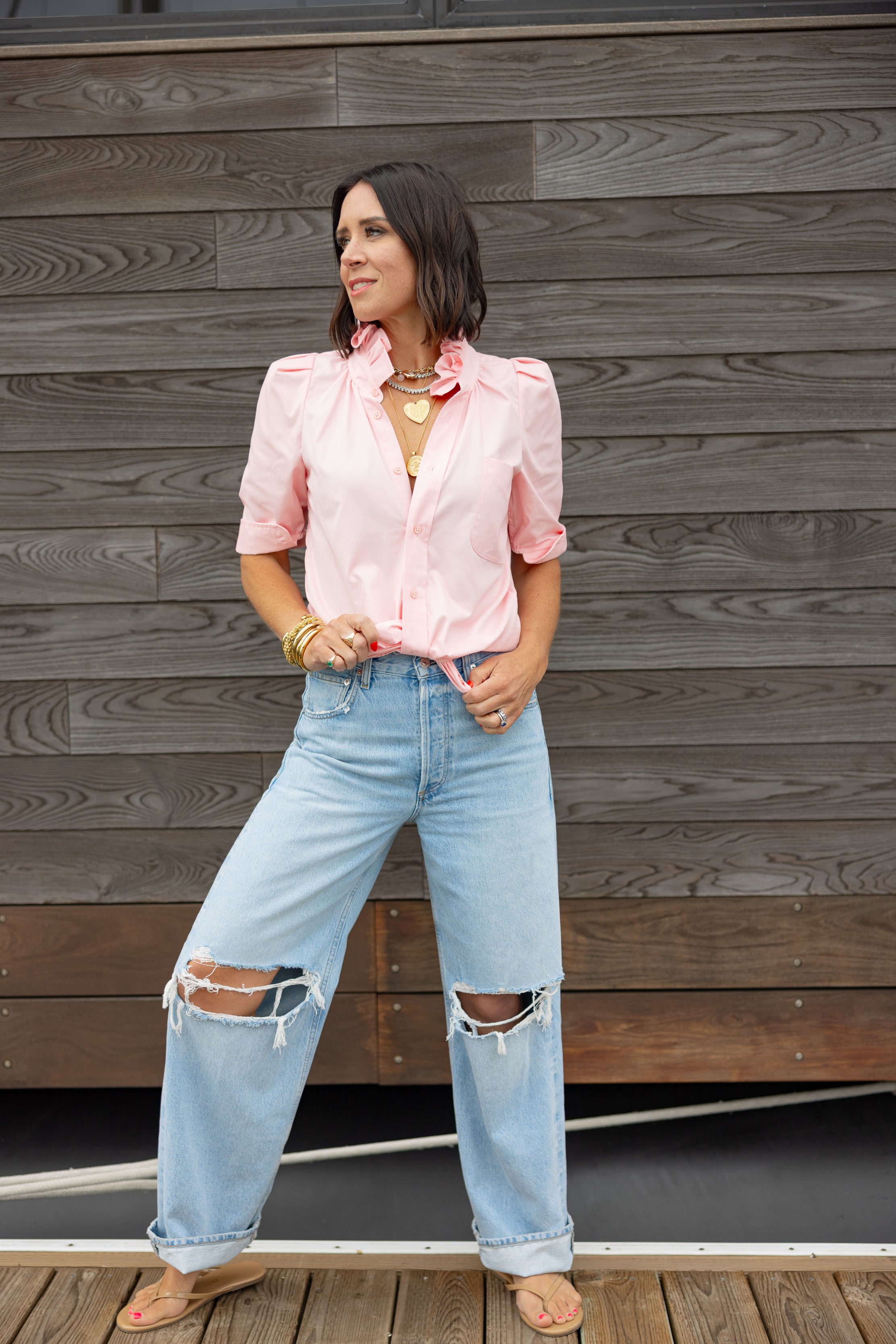 pois blouse tee ピンク ポワ pois ポワ blouse tee white ブラウスT ピンク