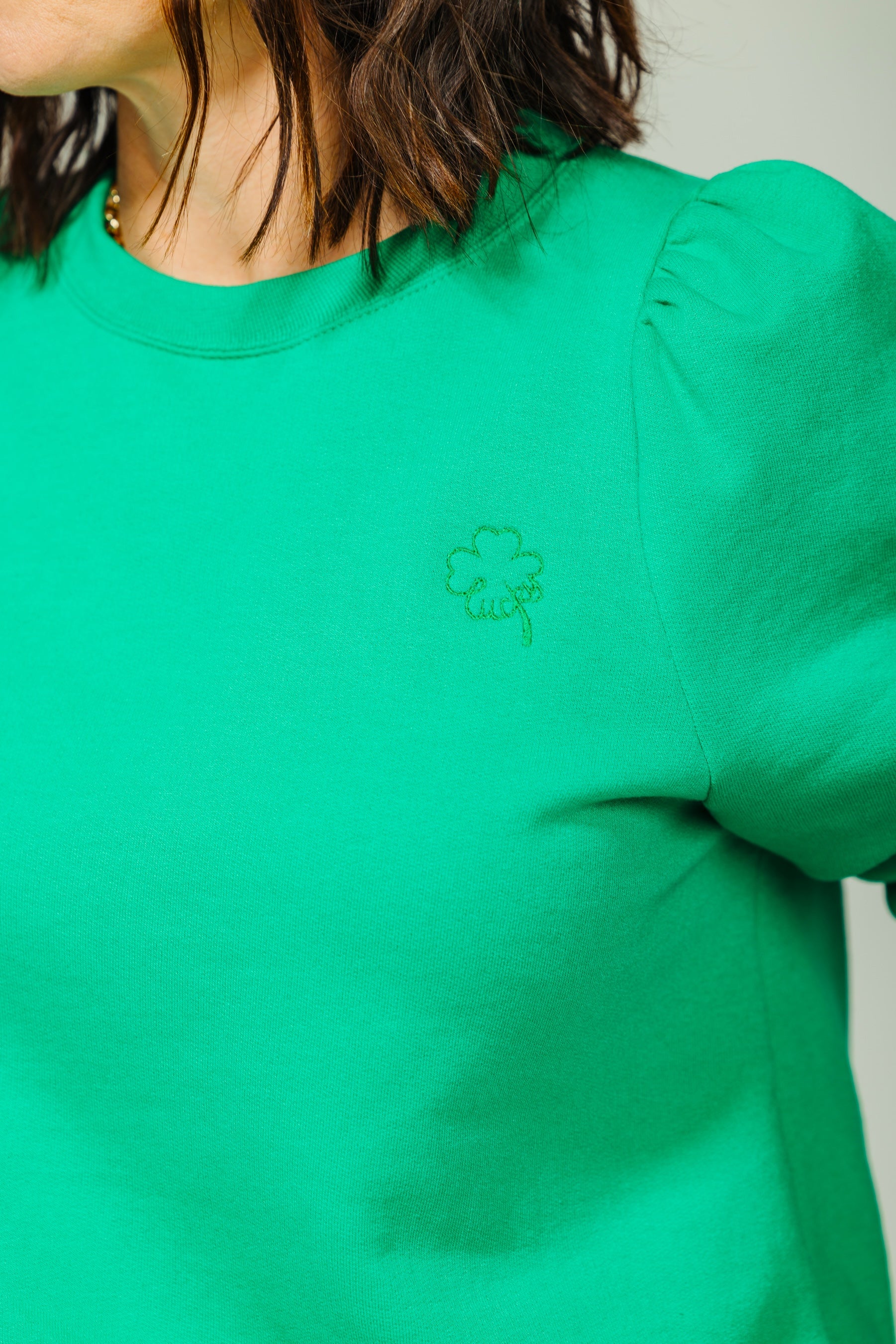 Cooper Sweatshirt Kelly Green With Green Embroidered Shamrock